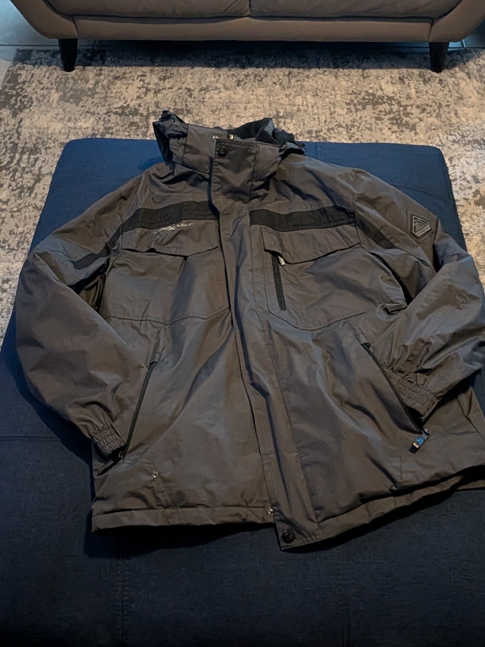 Men's Two-Tone Black and Gray Heavy Jacket/ Raincoat